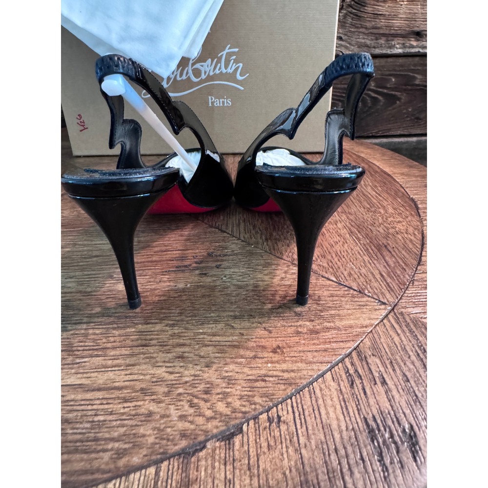 Christian Louboutin Hot Chick Sling 70 Black Patent Leather Pumps 36 us 6 NWB - Picture 9 of 12